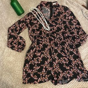 Black and floral Romper
